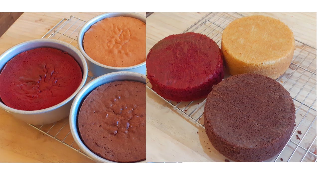 Red Velvet Chocolate And Plain Cake In One Oven