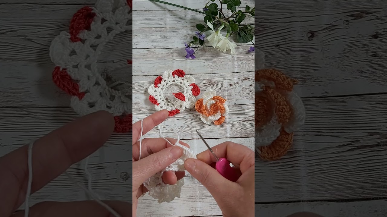 Trandafir crosetat in 2 culori. Tutorial