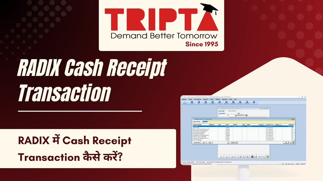 How to Create Cash Receipt Entry in RADIX | Step-by-Step Tutorial