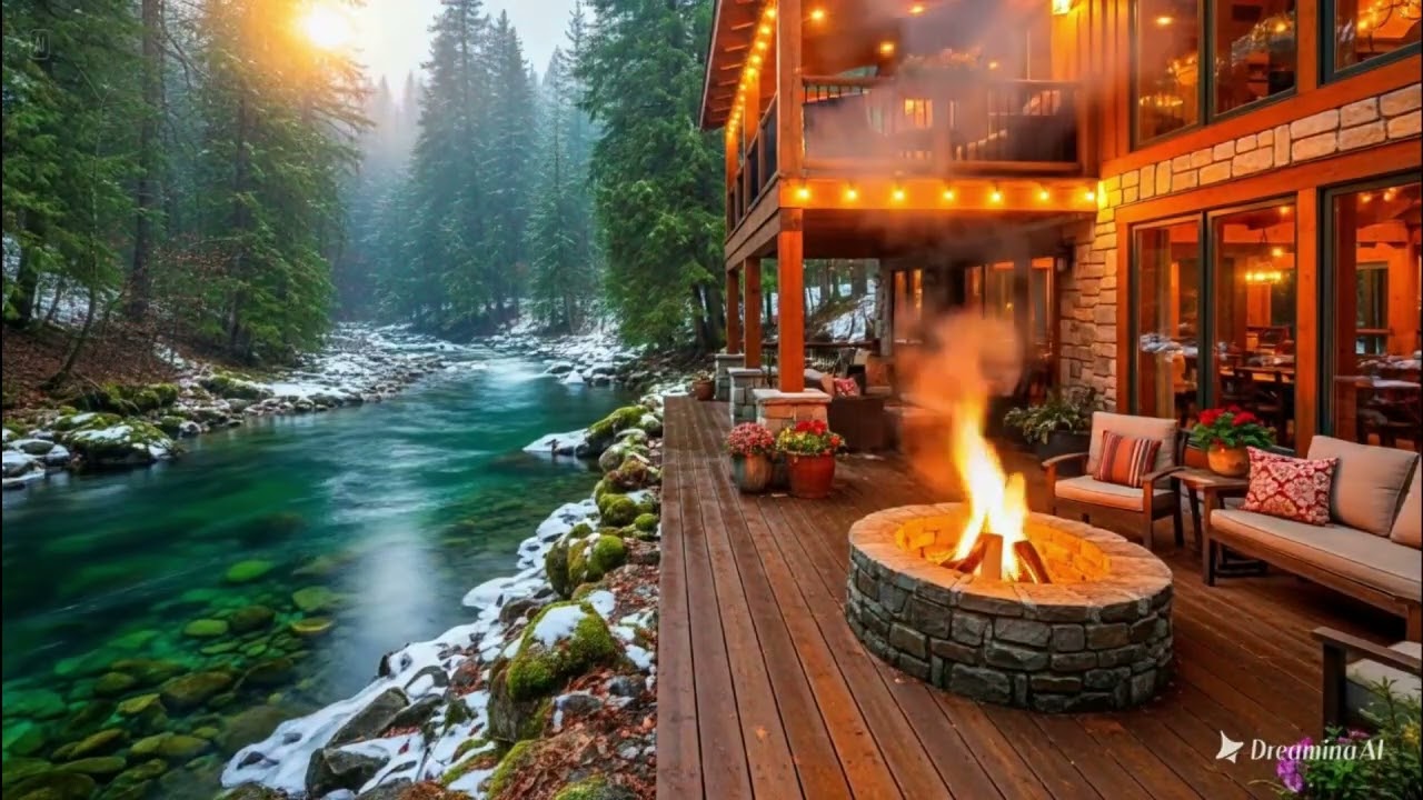 This Place Feels Different ❄️ Birds, River, Cabin & Fire Sounds