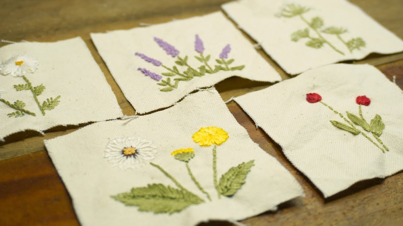 Simple flower embroidery patterns that are easy to make for beginners ( Part 1)