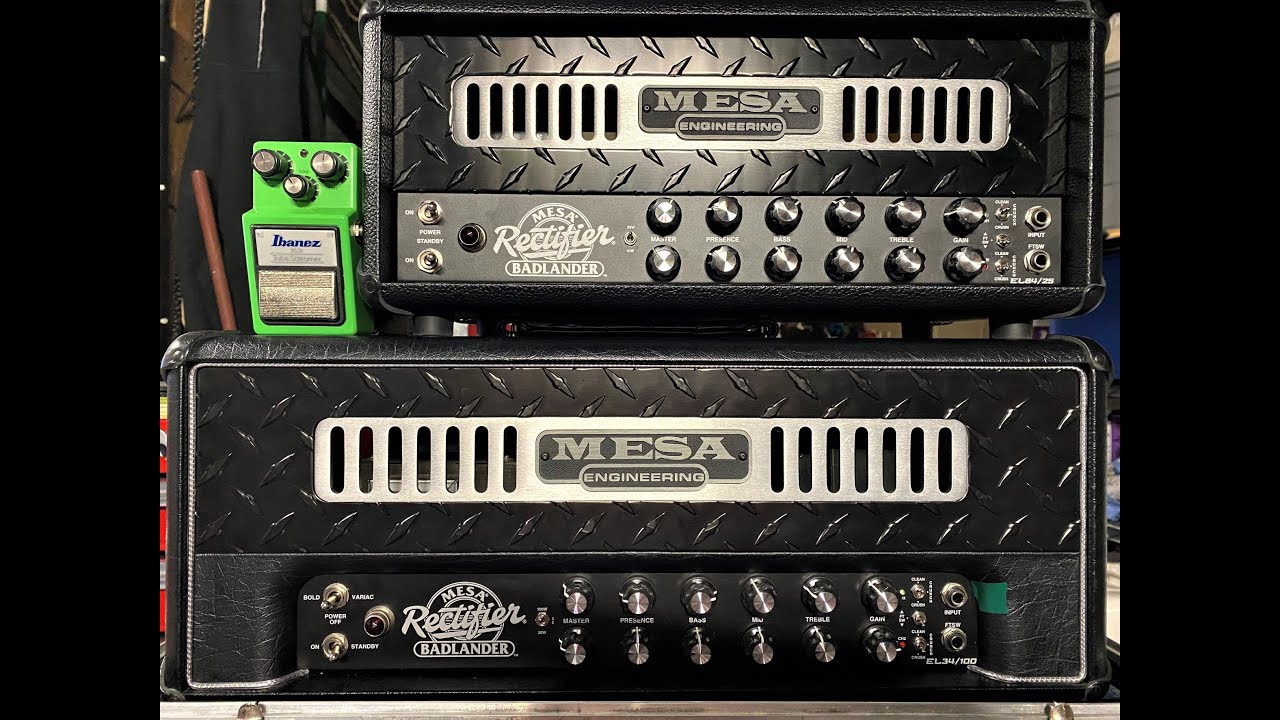 Mesa Badlander 25 head and Mesa Badlander 100 head with Shure SM57 and room mic