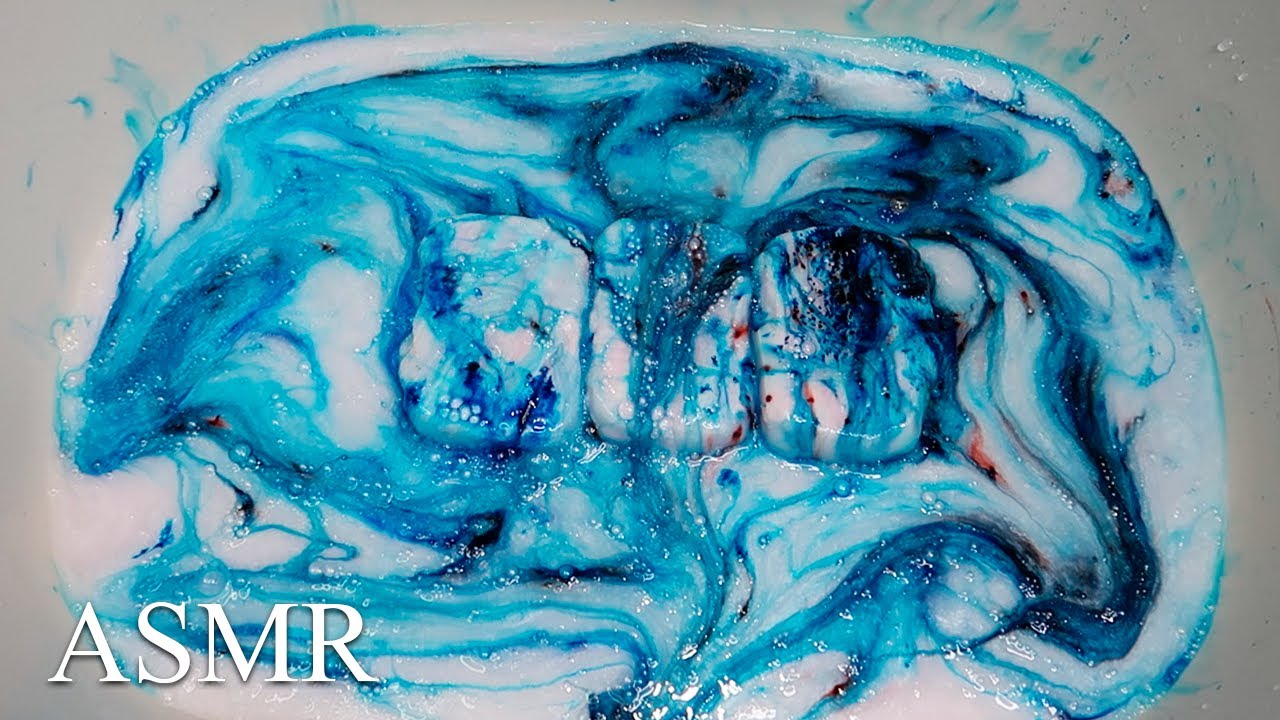 ASMR Blue & Grape MUSHY SOAP and SPONGE 💙❤️ Sponge Squeezing ASMR
