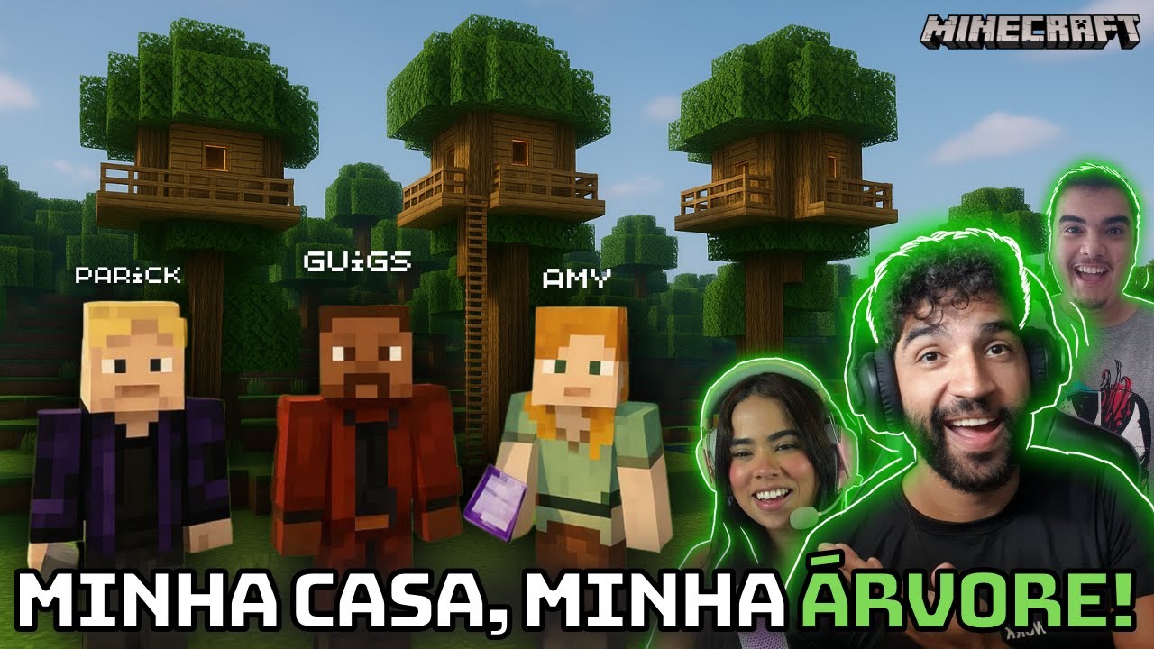 QUEM CONSTRÓI A MELHOR CASA NA ÁRVORE? @AmyCraftando @iParick - MINECRAFT | Guigs