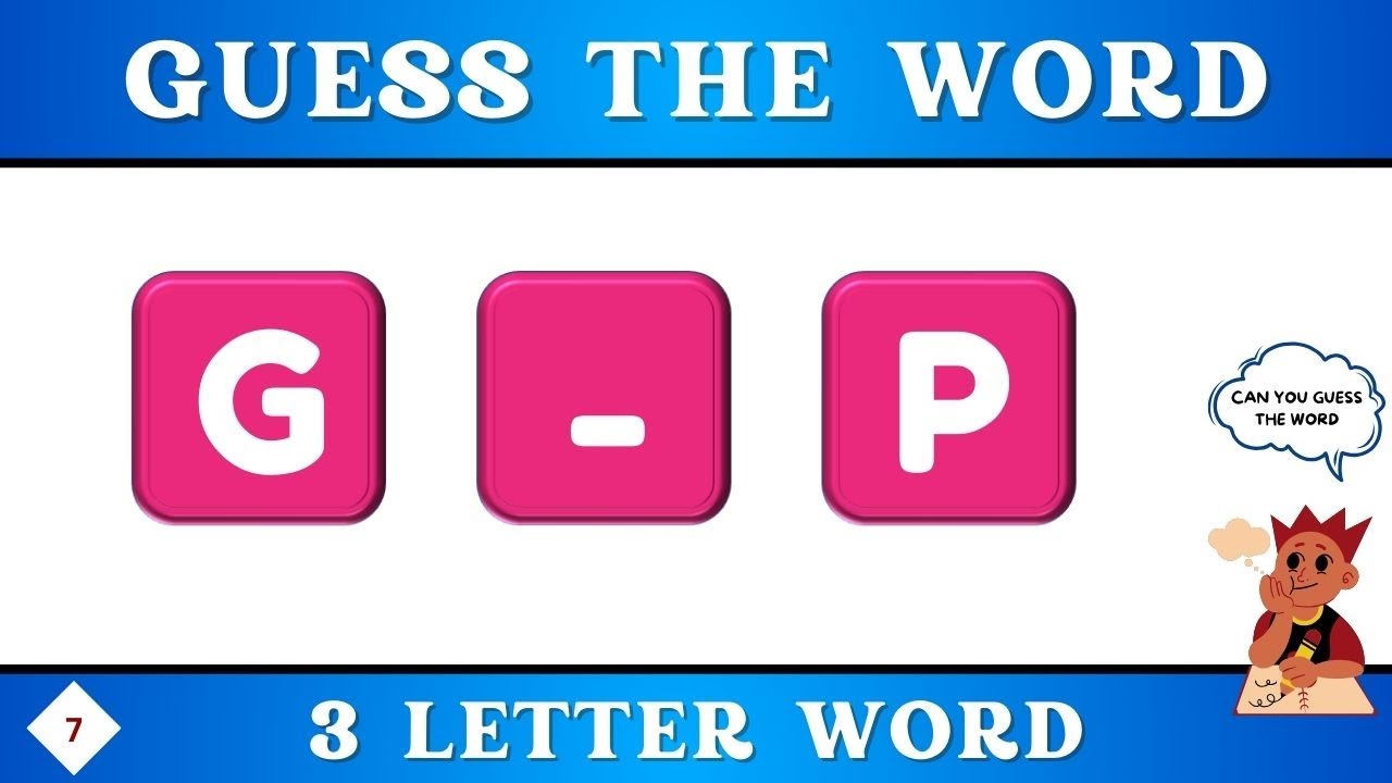 Fill in the missing letters and Complete the words (3 letter words) | Word puzzle game - #7