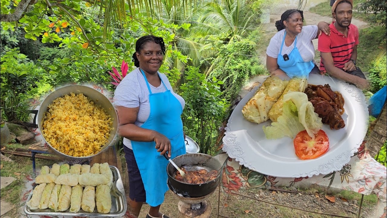 How To Make Rice Rap With Cabbage Leaf & Served With Homestyle Chicken