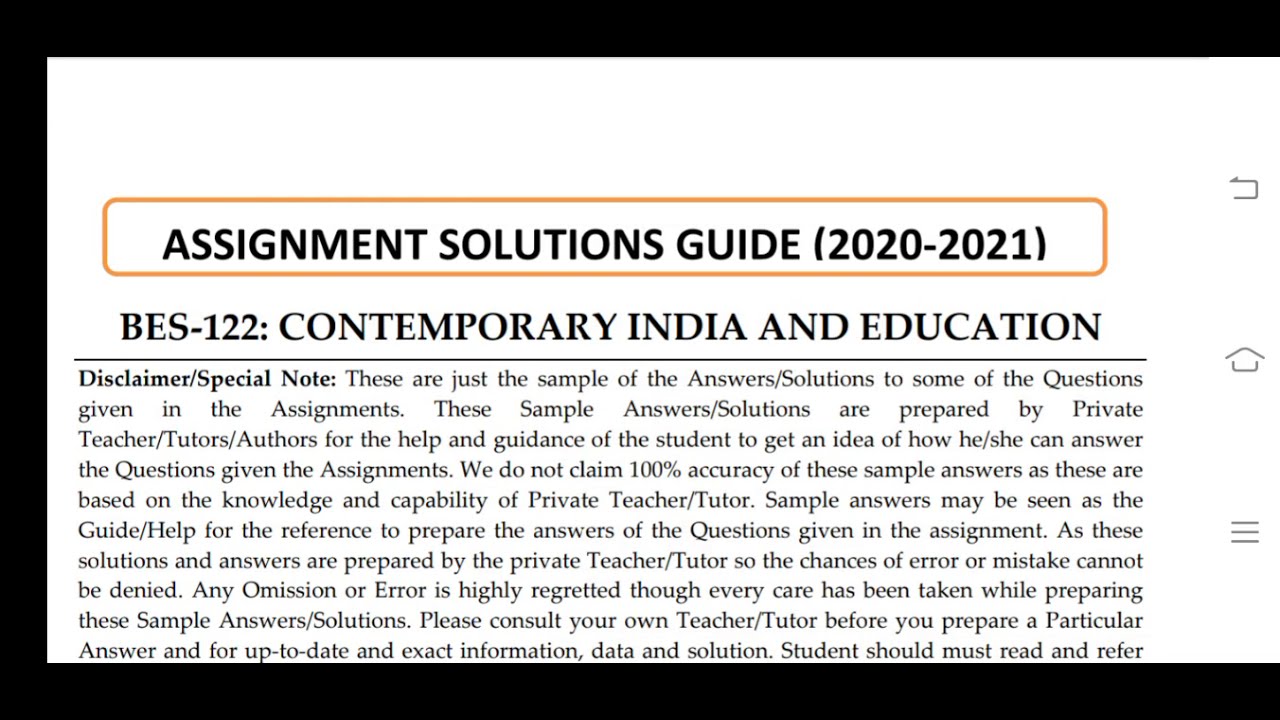 BES 122 Ignou Solved Assignment