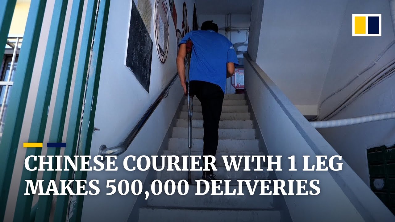 Chinese man with one leg delivers 500,000 packages around Shanghai over past five years