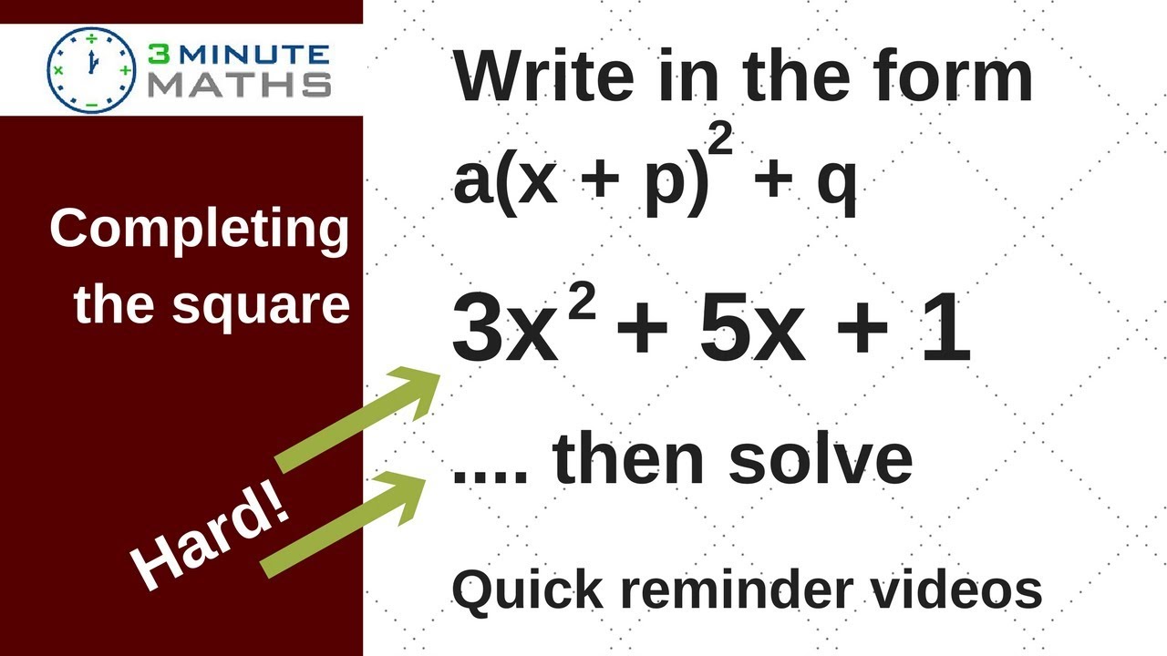 Completing the square leaving answer in surd form - higher level