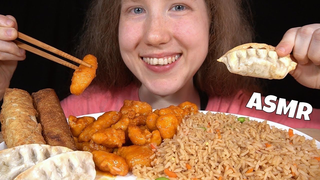 ASMR CHINESE FOOD (ORANGE CHICKEN) MUKBANG (No Talking) EATING SOUNDS