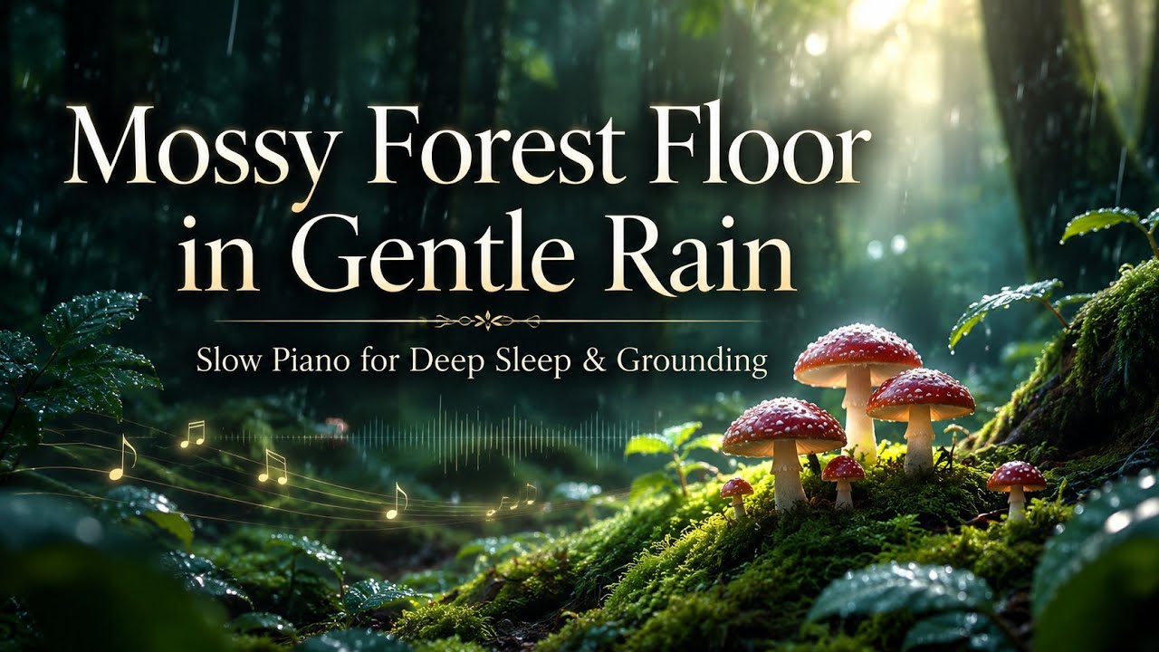 Mossy Forest Floor in Gentle Rain 🍄 | Slow Piano for Deep Sleep & Grounding