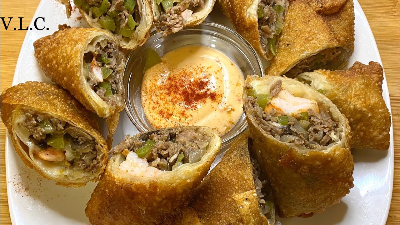 Very Luscious Philly Steak & Shrimp Egg Rolls
