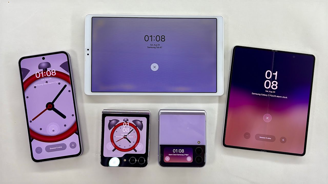 Samsung Tab A7 + Z Flip 5 + Z Flip 3 + Z Fold 3 + Galaxy A55 Alarm Clock & Timer 