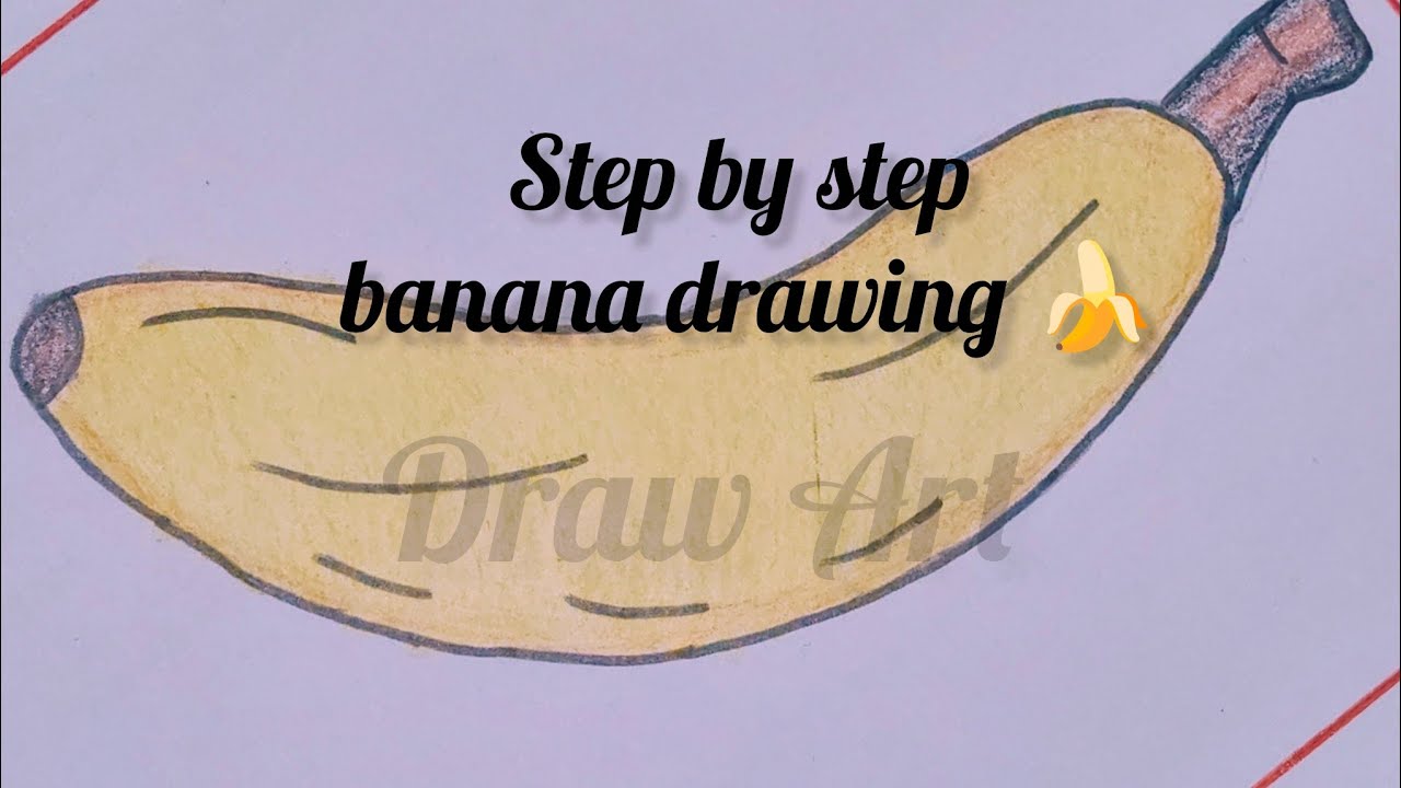 Easy banana drawing for beginners 🍌 | Step by step fruit drawing 