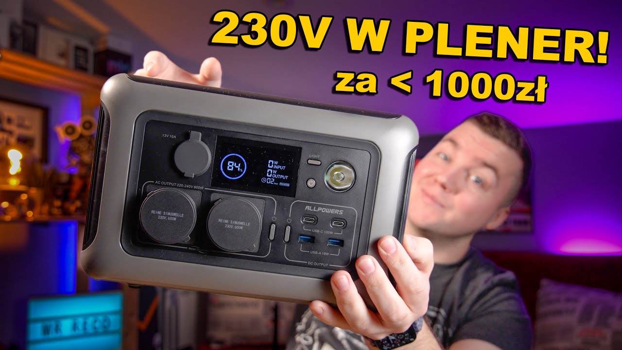 Mała i lekka stacja zasilania - AllPowers R600 + panel solarny