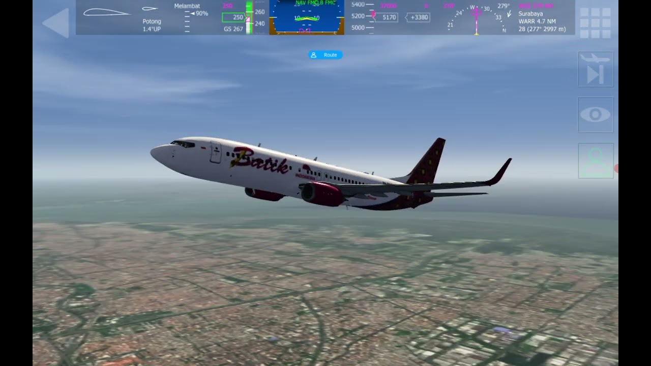 Aerofly FS Global 2026 B737-800 Livery Batik Air Route Surabaya - Jakarta Cold And Dark