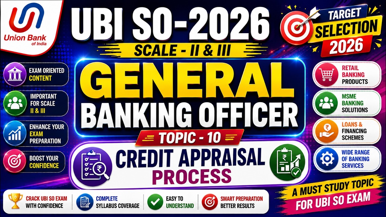 Credit Appraisal Process MCQs | UBI SO 2026 General Banking Officer | UBI GBO MCQ PDF 2026 | UBI GBO