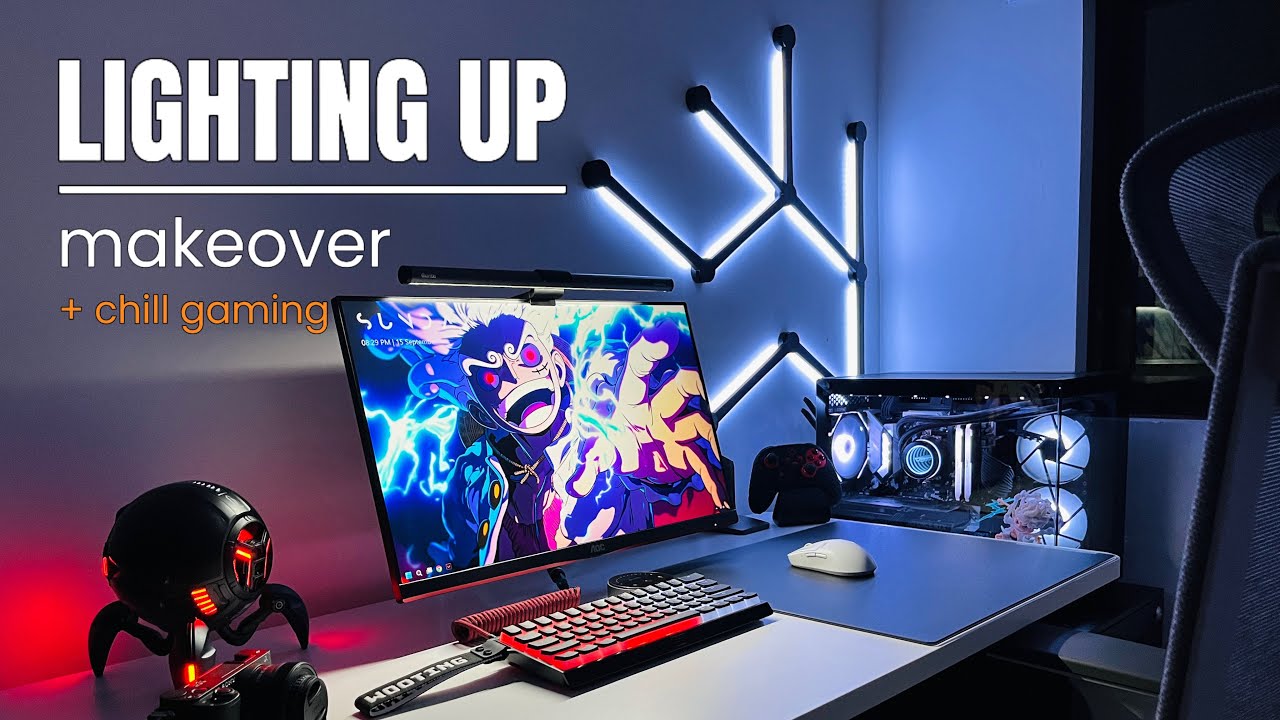 Lighting up my desk gaming setup with Quntis monitor light ❄️ +chill gaming