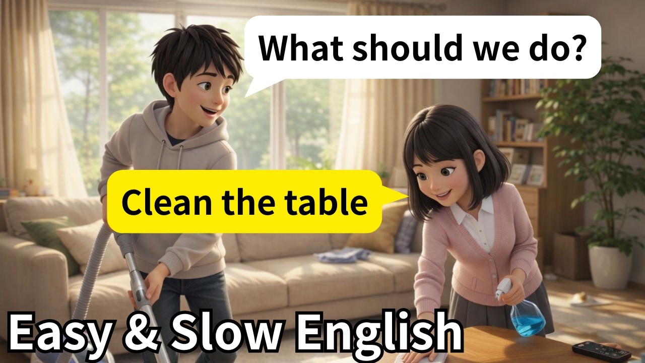 10 Easy English Conversations for Beginners | Simple English for Housework (A1–A2)