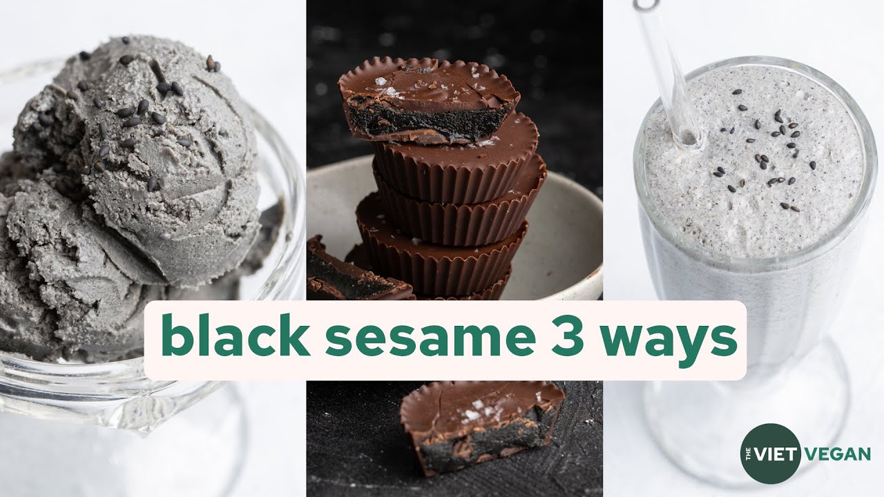 Black Sesame - 3 WAYS! - Black sesame butter cups, 3-ingredient ice cream, and milkshakes!