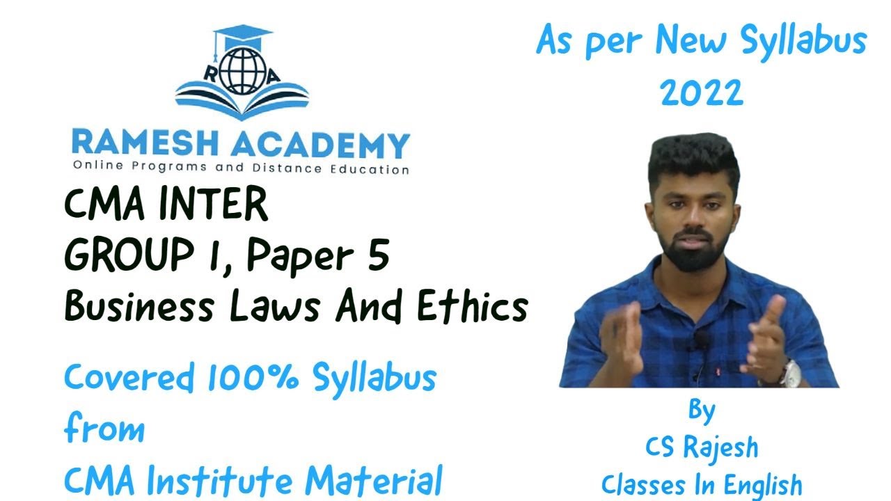 CMA Inter | Paper 5 Business Laws and Ethics In English by CS Rajesh | Companies Act, 2013 Basics