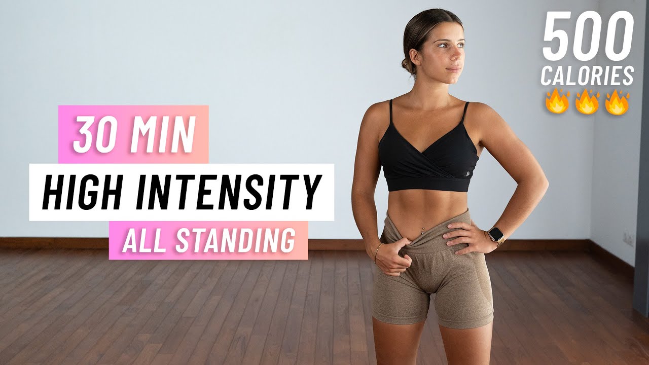 30 Min Fat Burning HIIT Workout - ALL STANDING - Full Body, No Equipment, Home Workout