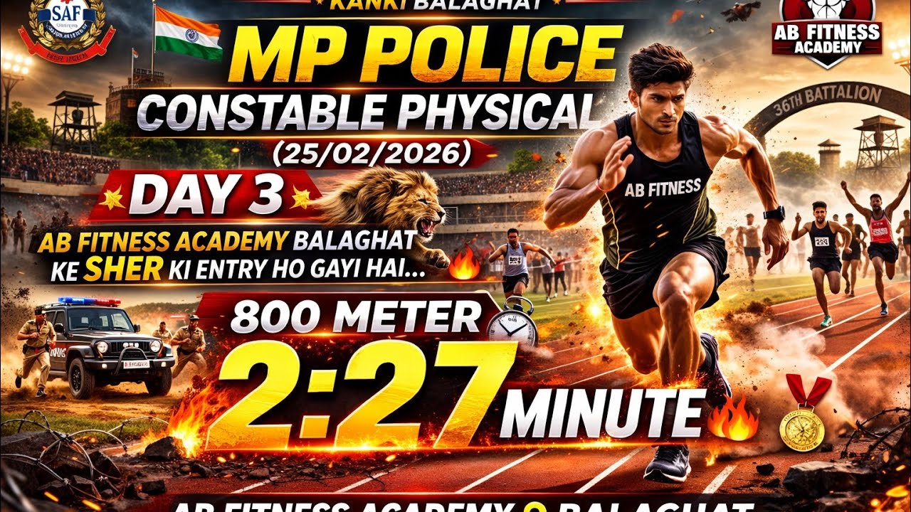 36th Battalion SAF Ground Balaghat Mppolice Physical Boys 🔥AB के sher की entry 🔥800m 2:27minute 