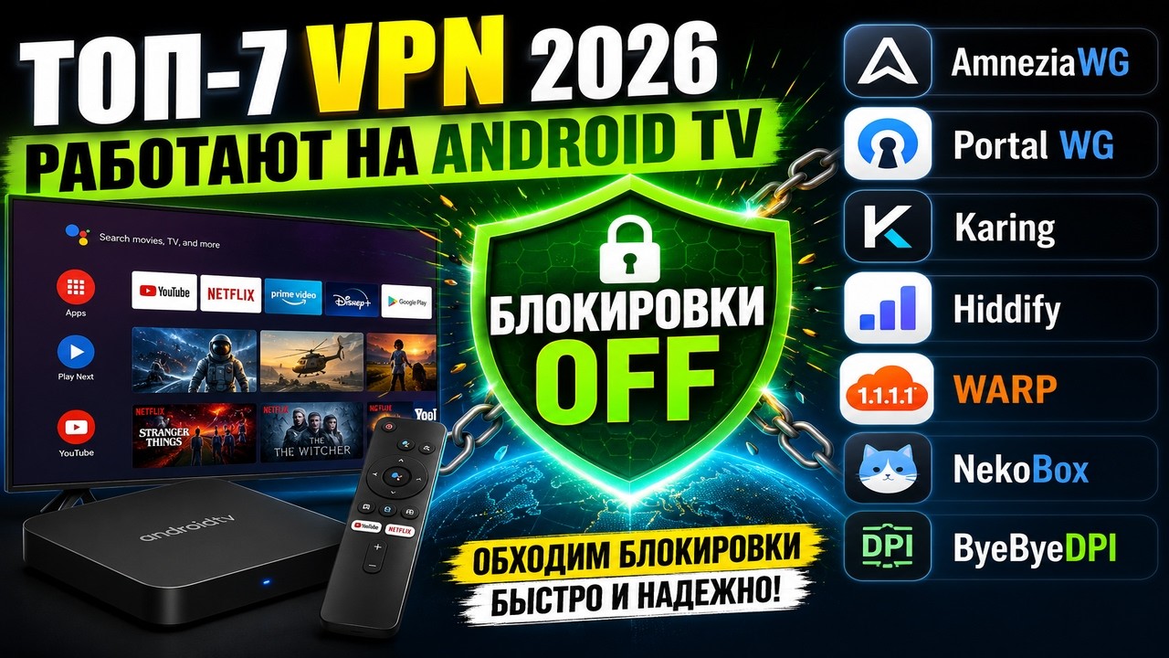 ТОП-7 приложений для обхода блокировок на Android TV в 2026 году
