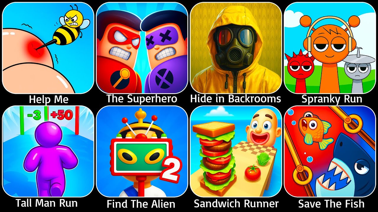 Help Me Tricky Puzzle,Spranky Run,Race Master,Squid Game,Tall Man Run,Comics Bob,Sandwich Runner