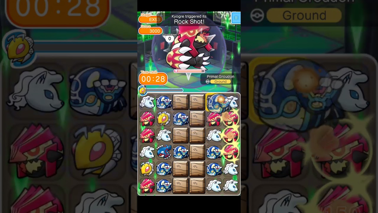 Pokemon Shuffle EX53 Primal Groudon clear