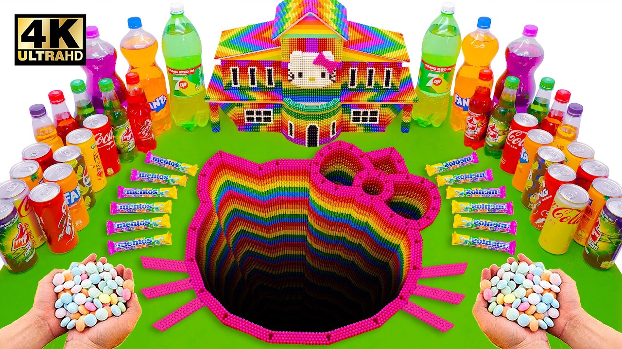 DIY How To Build Hello Kitty Hole, Orbeez Balloons, Pepsi, Fanta, Coca Cola vs Mentos