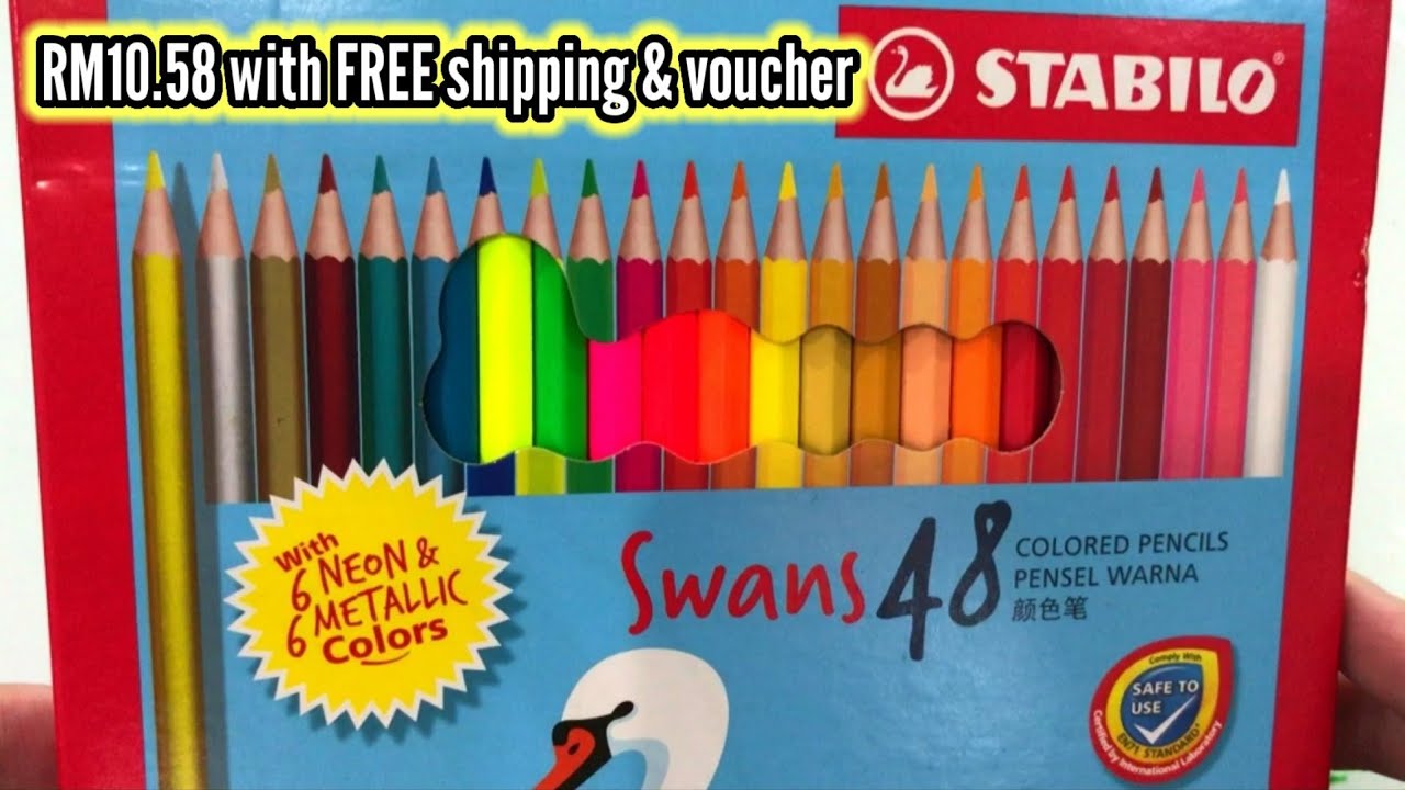 Colouring Pencil-STABILO Swans Colored Pencil with Neon and Metallic Colors in 48's Assorted Colours