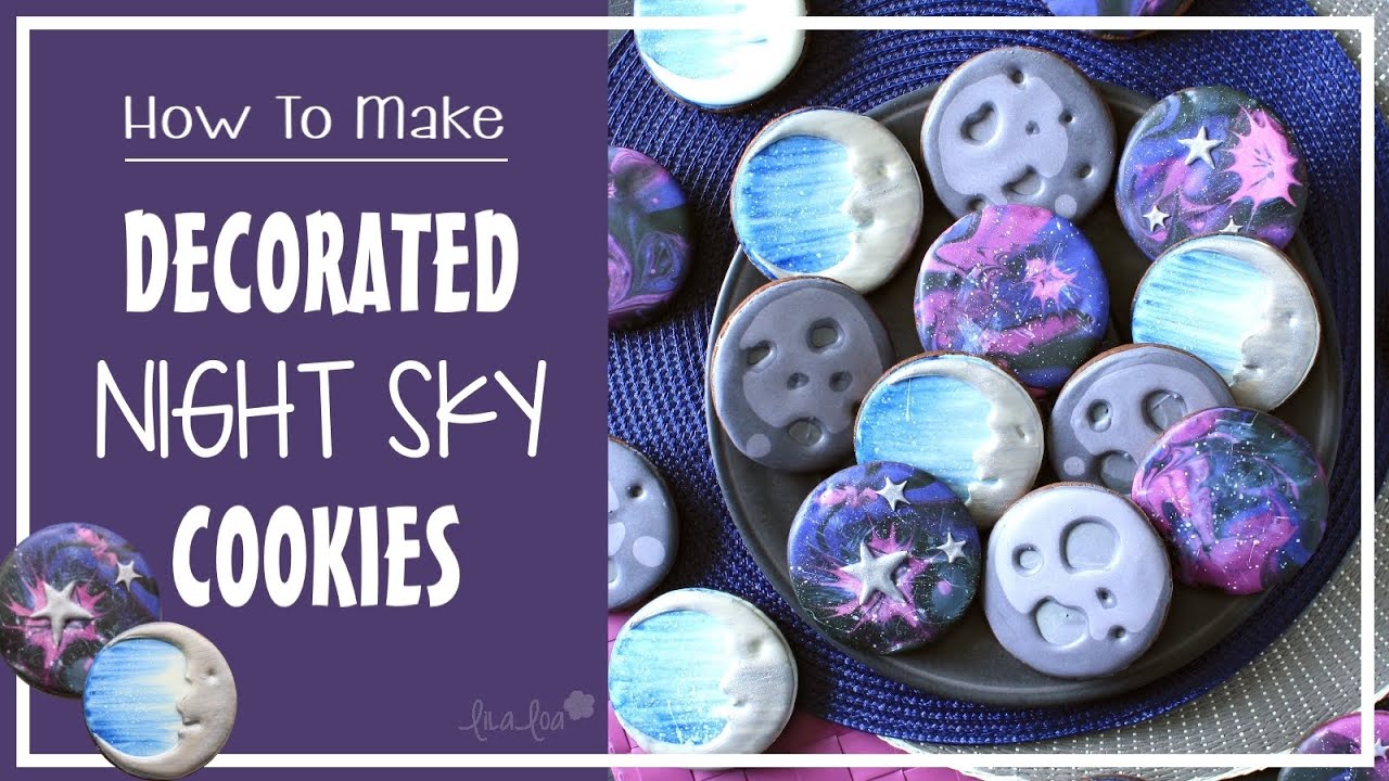 How To Make Decorated Galaxy Star and Moon Sugar Cookies