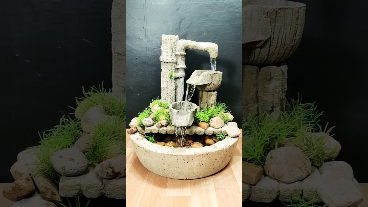 waterfall cement fountain