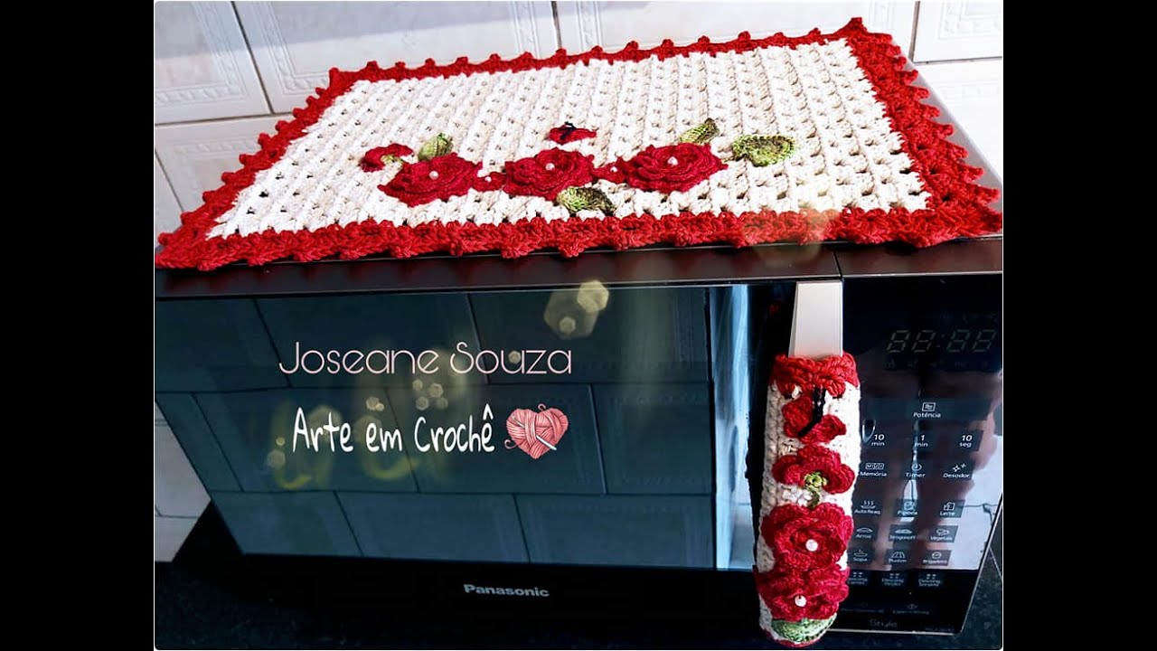 Kit para Micro-ondas Crochê Bicolor🌺🍃 (Parte 1)