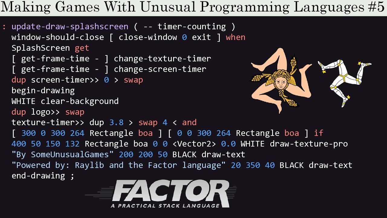 Making a game in Factor (stack-based) - Games with Unusual Programming Languages #5