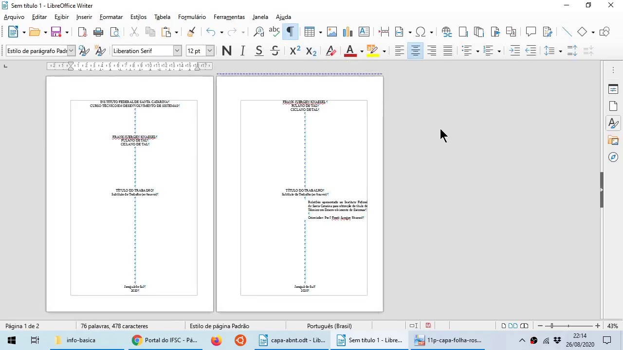 LibreOffice Writer - Como fazer Capa e Folha de Rosto conforme ABNT