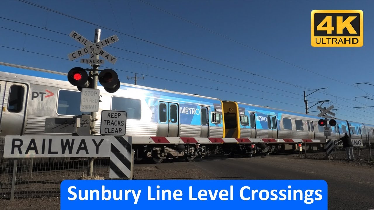 Trains on the Sunbury Line Level Crossings - Melbourne Transport [4K]