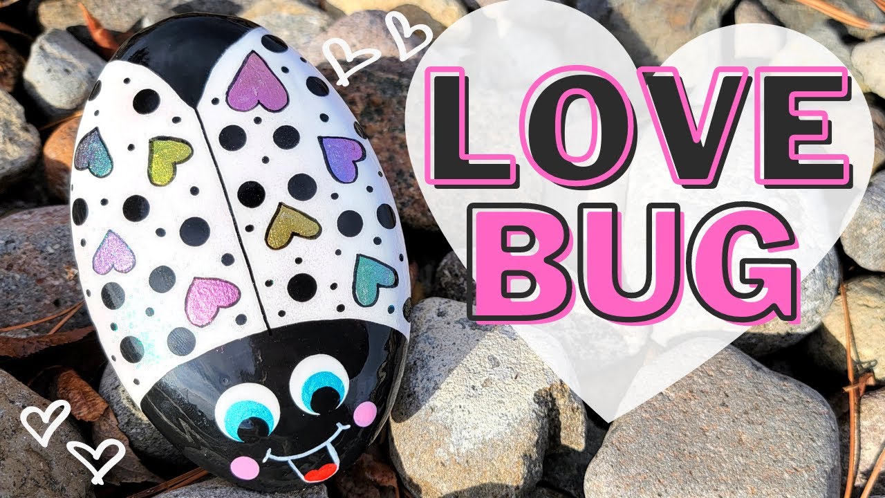 Love Bug Valentine Rock Painting ❤🐞❤