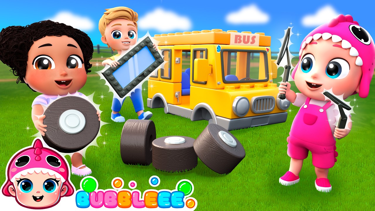 Wheels On The Bus 🚌 Unbox & Build A Colorful Bus | Bubbleee - Nursery Rhymes Compilation