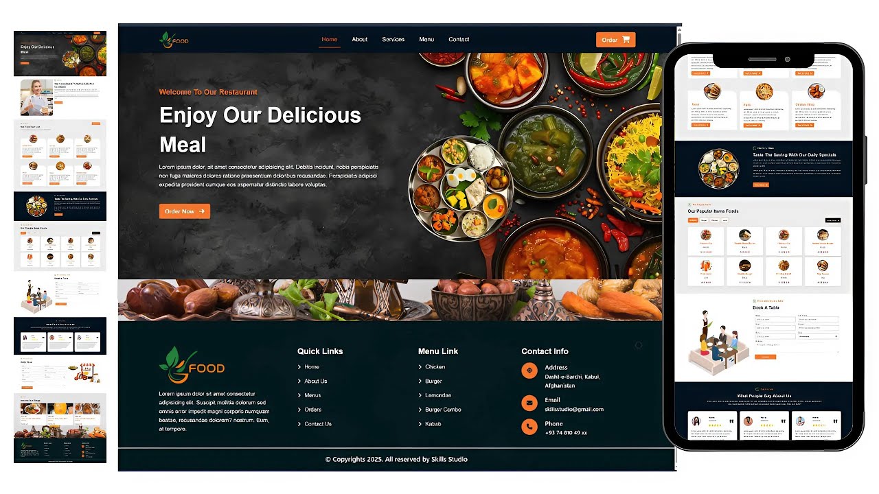 🔥Complete a Responsiv Food Website Using HTML, CSS, and Bootstrap!