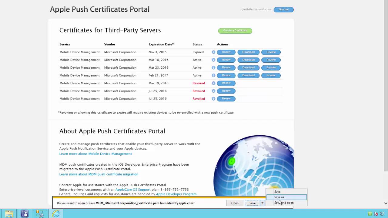 ConfigMgr and Apple Push Notification (APN) Certificate Renewal