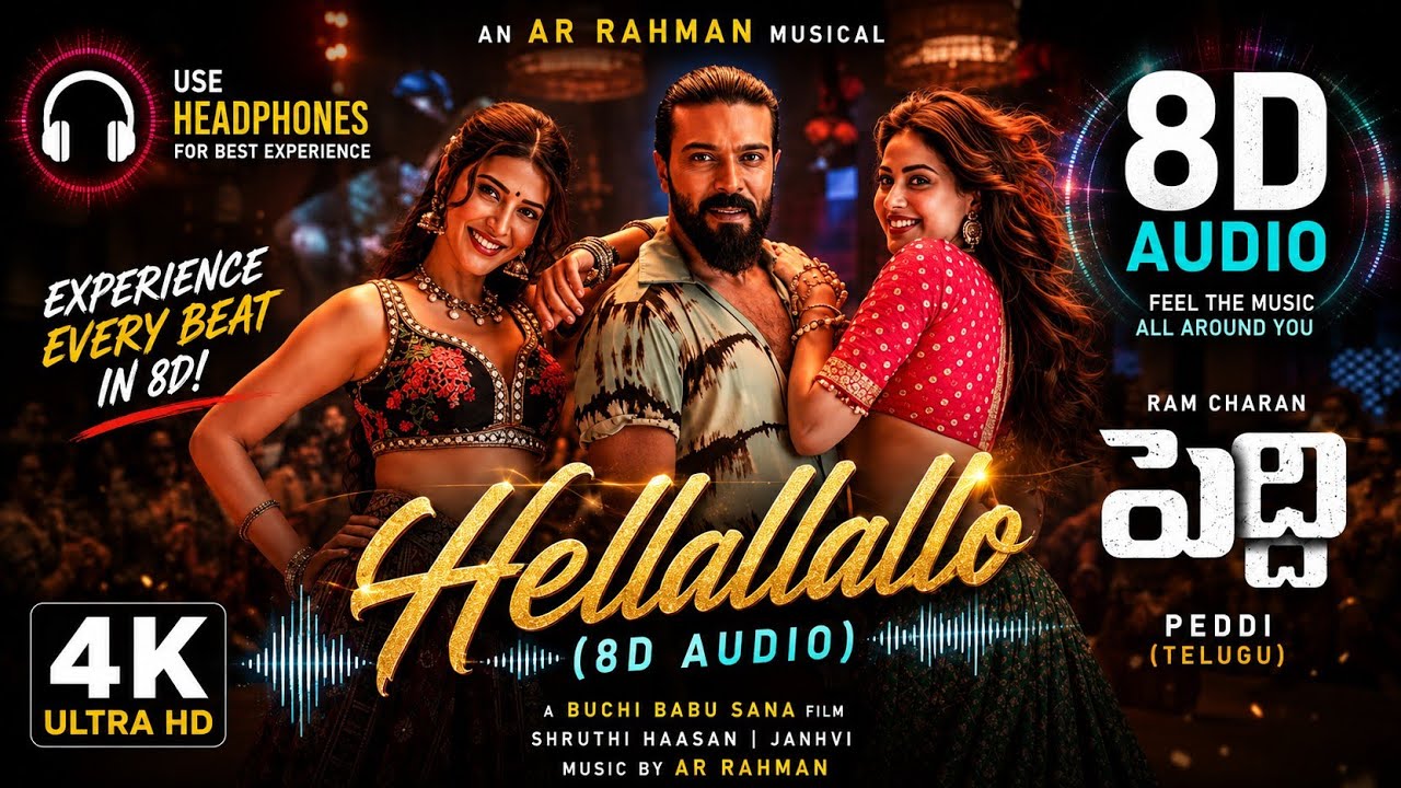 Hellallallo (8D Audio) | Peddi (TELUGU) | Ram Charan | AR Rahman | Shruthi Haasan | Janhvi kapoor