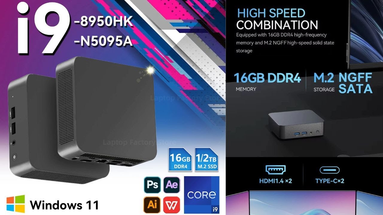 Обзор мини-ПК на Windows 11 Pro ⚡ Intel Core i9 8950HK | Мощь для игр в разрешении 4K в вашем кар...