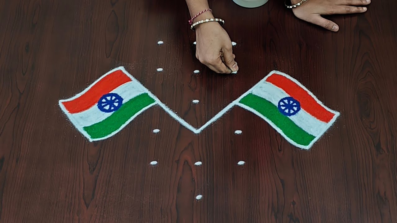 7×1dots Republic day special rangoli designs|independence day rangoli|easy rangoli|#Rang Kaa Rangoli