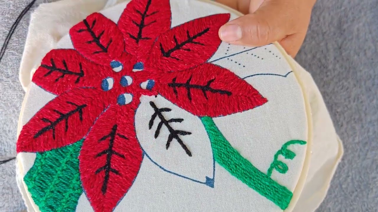 Como Bordar pétalo de flor de Noche buena o flor de Pascua Parte 1
