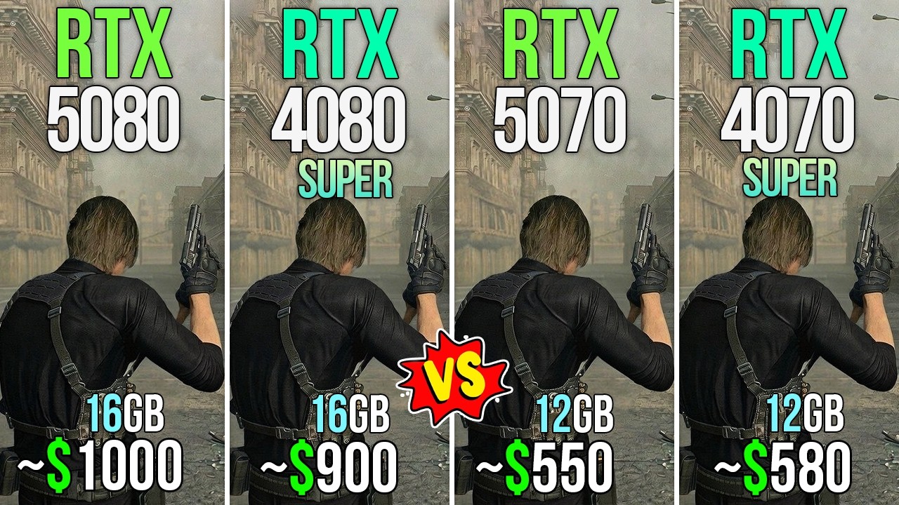 RTX 5080 vs RTX 4080 SUPER vs RTX 5070 vs RTX 4070 SUPER - Test in 20 Games