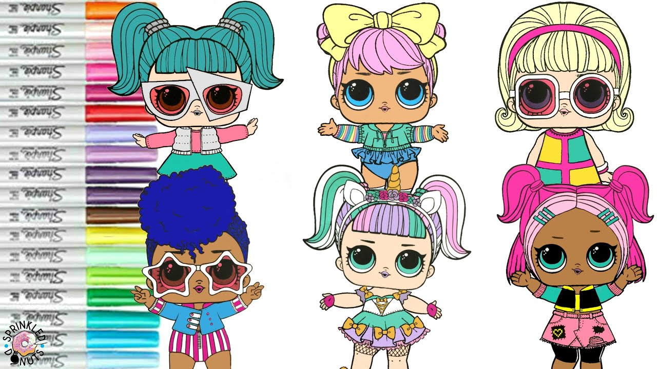 LOL Surprise Dolls Coloring Book Pages Sparkle Series Independent Queen Unicorn VRQT Go Go Gurl