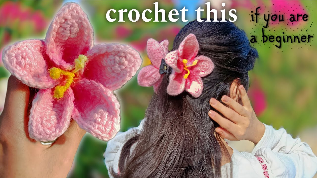 Crochet  hair clip tutorial /easy crochet flower hair clip for beginners