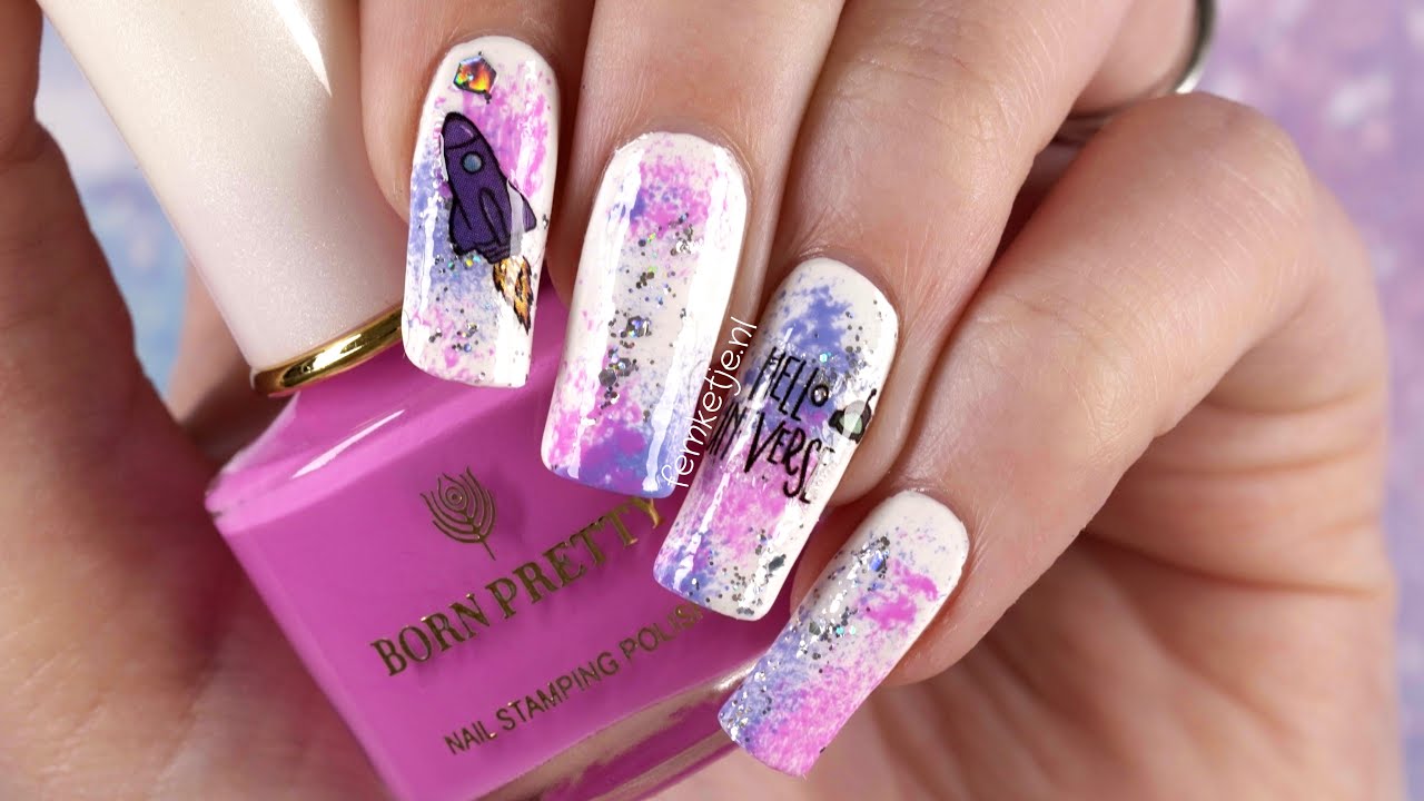🌌Easy Galaxy Nails With Born Pretty Store Stickers - femketjeNL